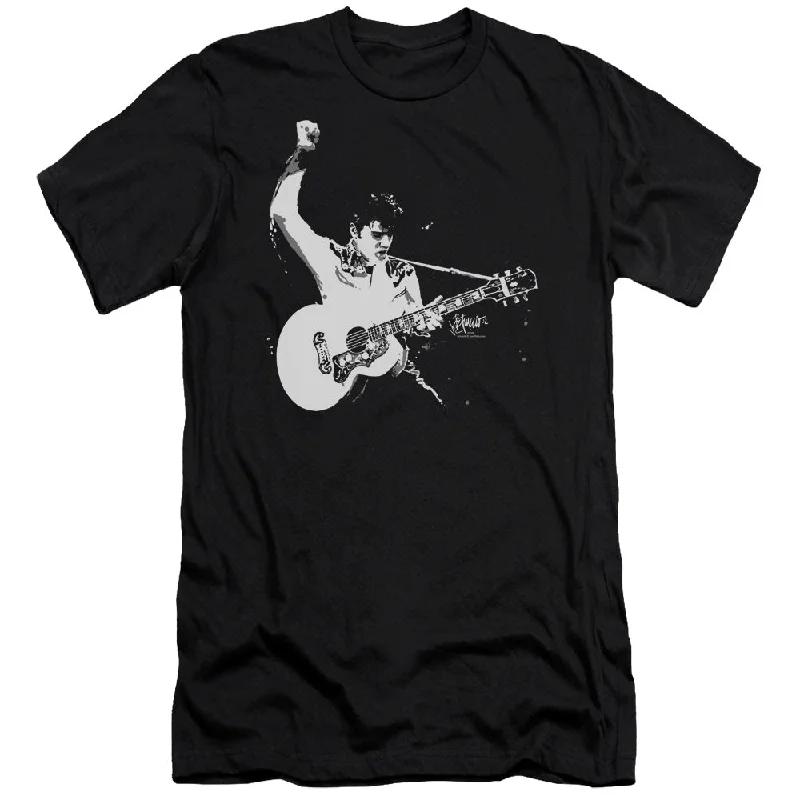 Buy Now Elvis Presley Slim Fit T-Shirt Black and White Photo Black Tee
