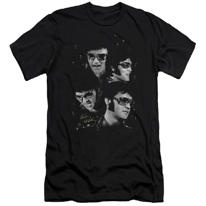 Price Slash Elvis Presley Slim Fit T-Shirt Faces Black Tee