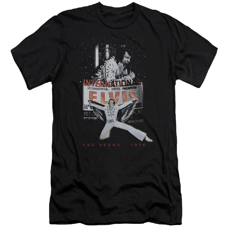 Factory Direct Sale Elvis Presley Slim Fit T-Shirt Las Vegas 1970 Black Tee