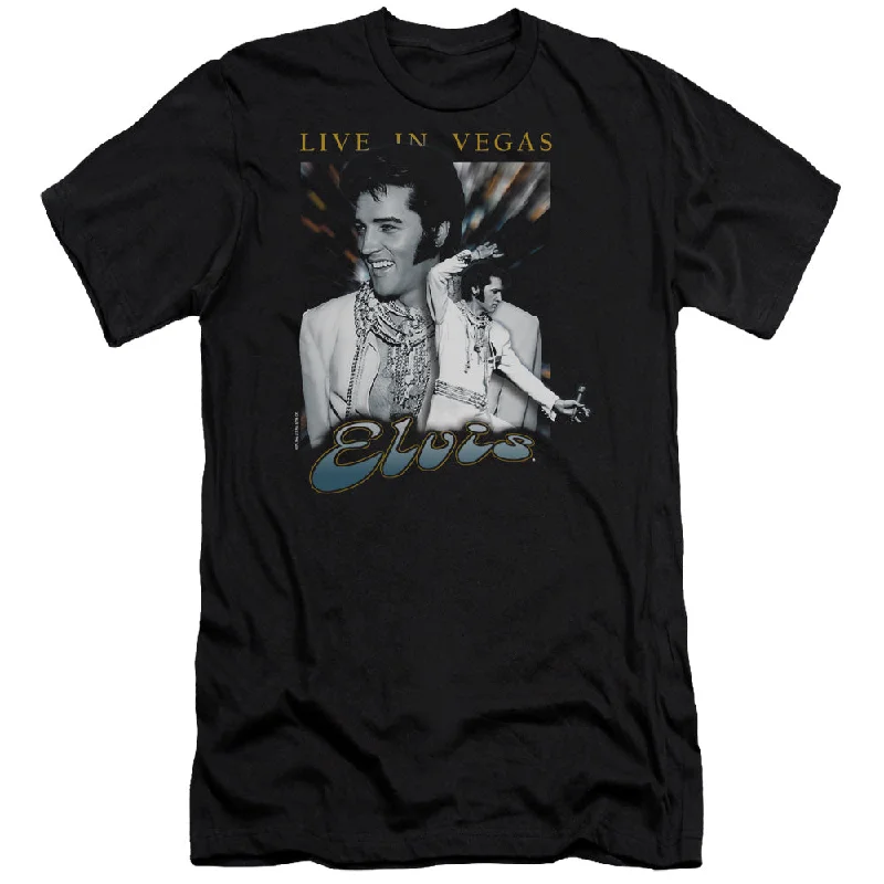 Lowest Price Elvis Presley Slim Fit T-Shirt Live in Vegas Black Tee
