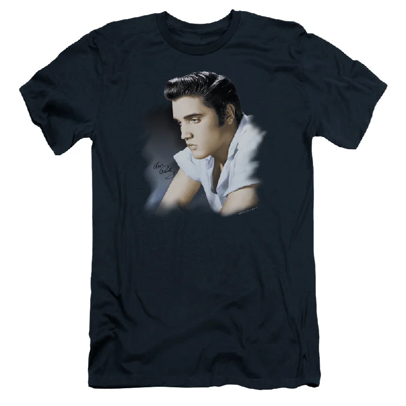 Deep Discounts Elvis Presley Slim Fit T-Shirt Profile Navy Tee