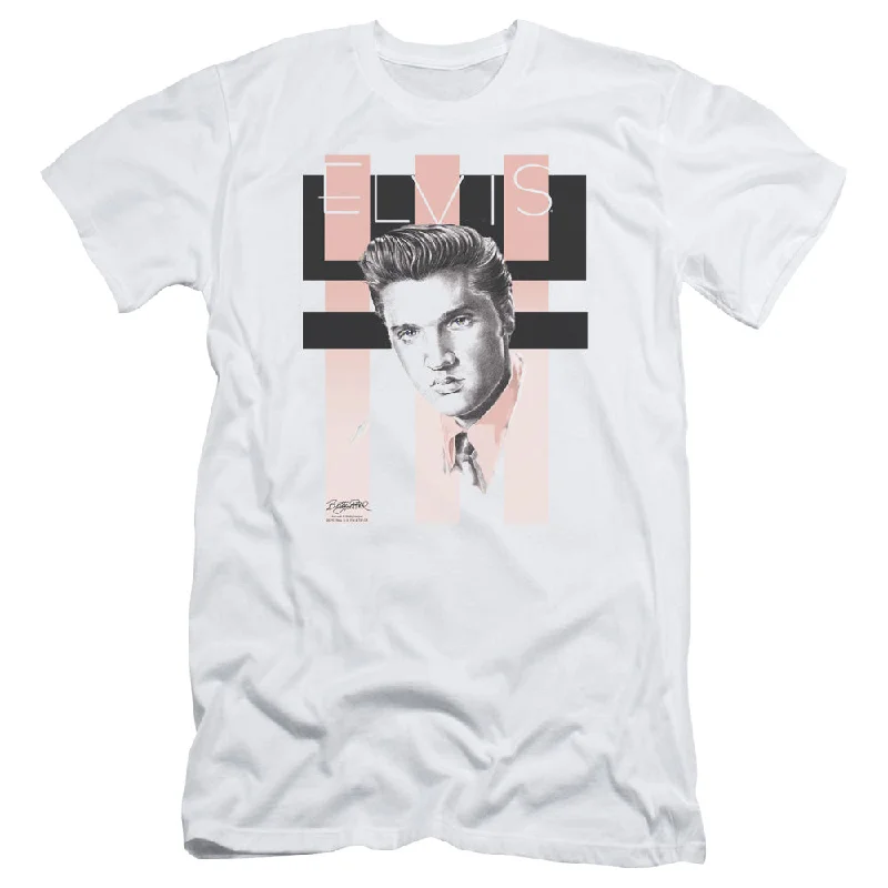 Final Markdown Elvis Presley Slim Fit T-Shirt Retro Portrait White Tee