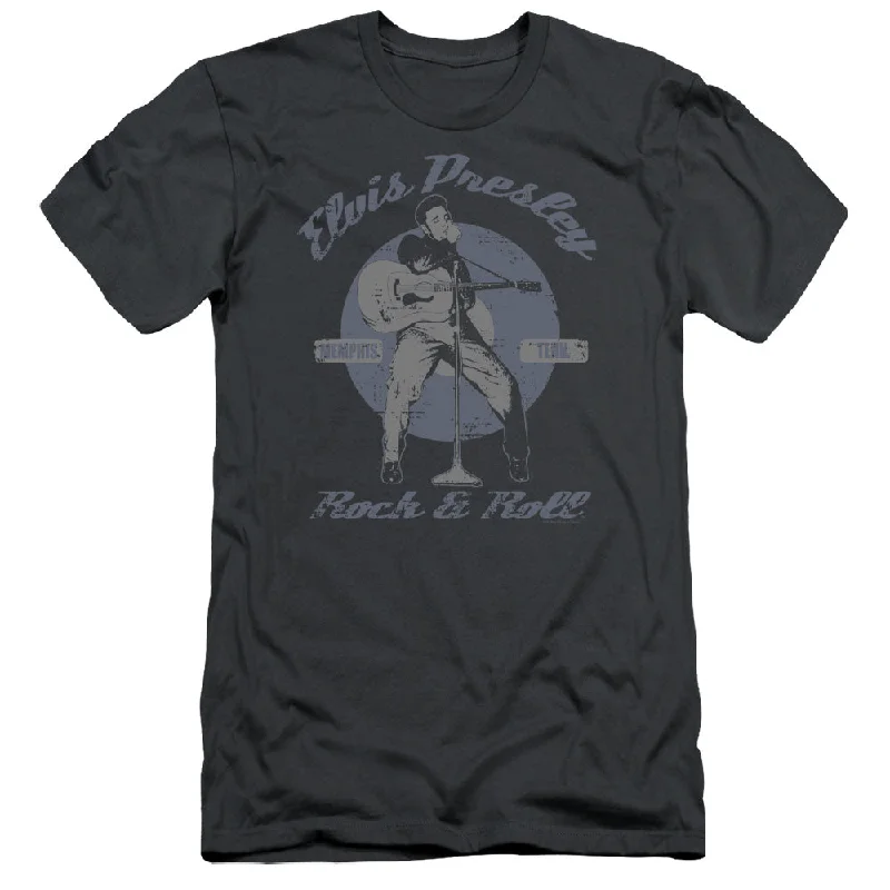 Unbeatable Prices Elvis Presley Slim Fit T-Shirt Rock and Roll Charcoal Tee