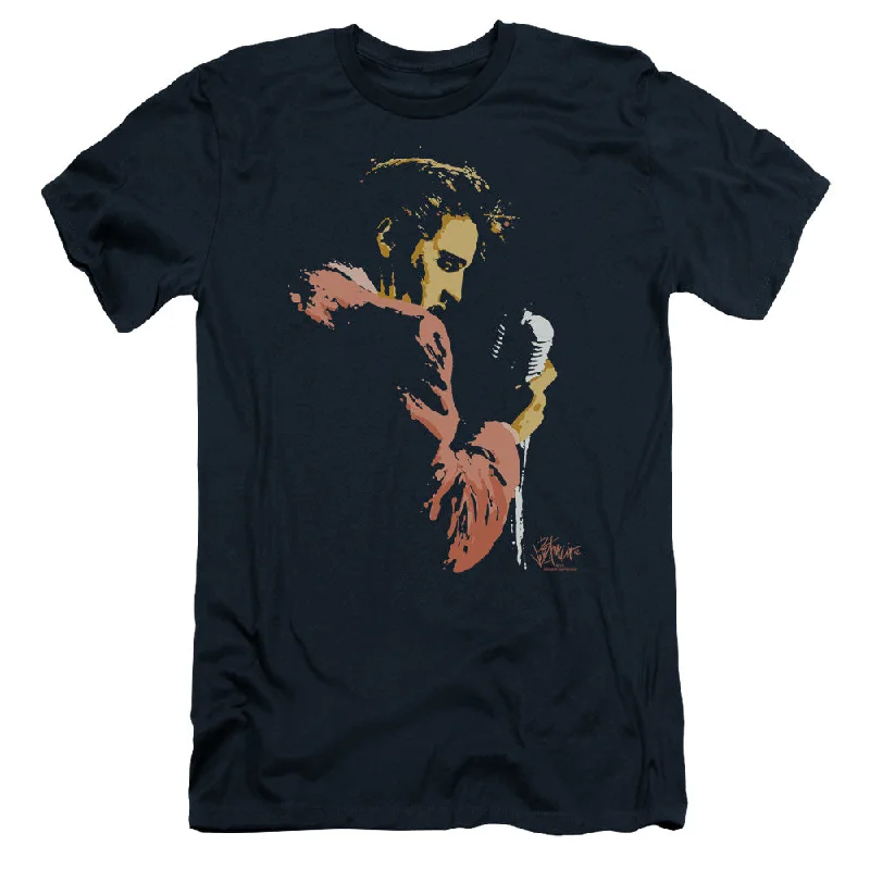 Extra Discounts Elvis Presley Slim Fit T-Shirt Singing Navy Tee