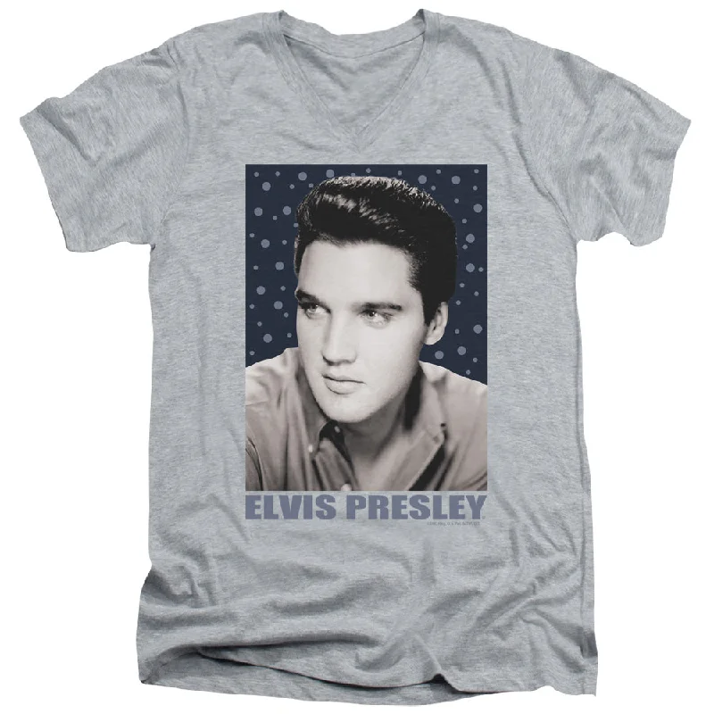 Can't Miss Elvis Presley Slim Fit V-Neck Shirt Bubbles Portrait Athletic Heather