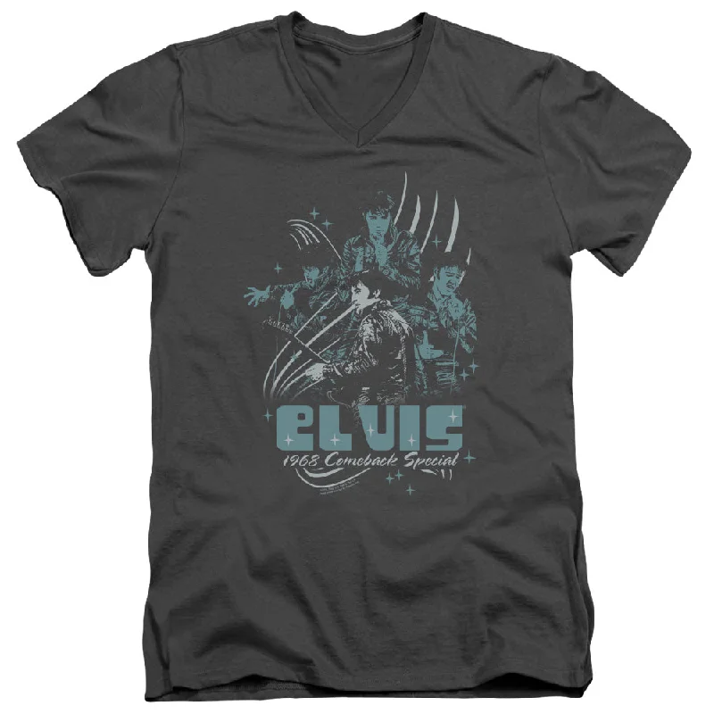 Bonus Savings Elvis Presley Slim Fit V-Neck T-Shirt 1968 Comeback Special Charcoal