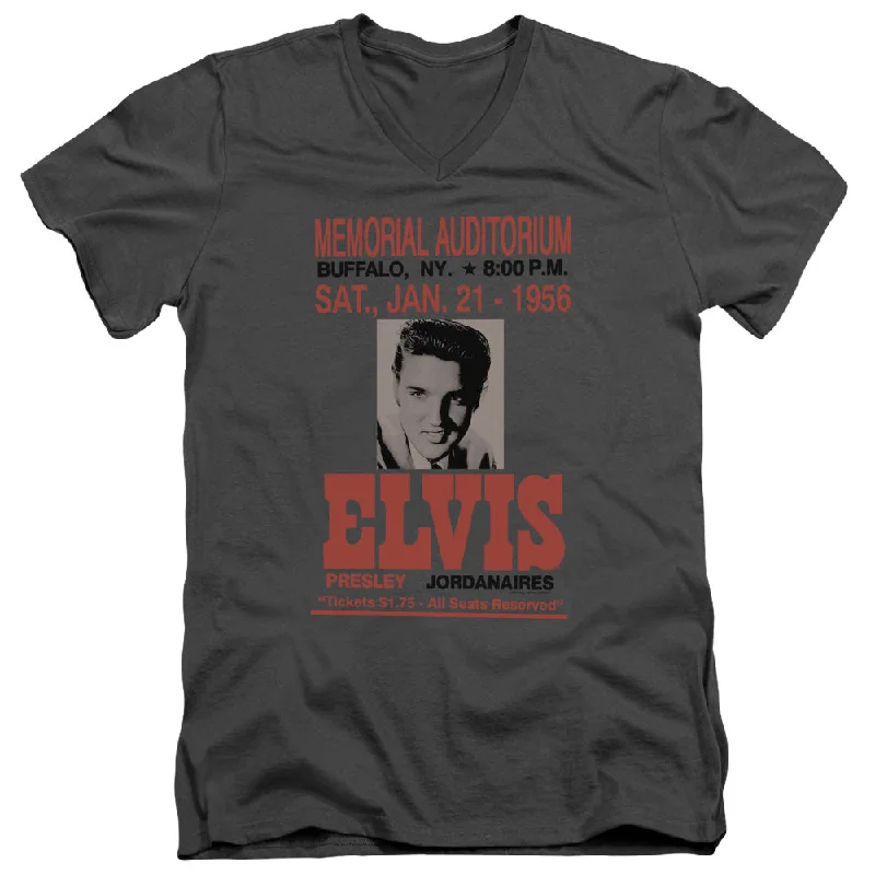Closeout Sale Elvis Presley Slim Fit V-Neck T-Shirt Buffalo 1956 Charcoal Tee