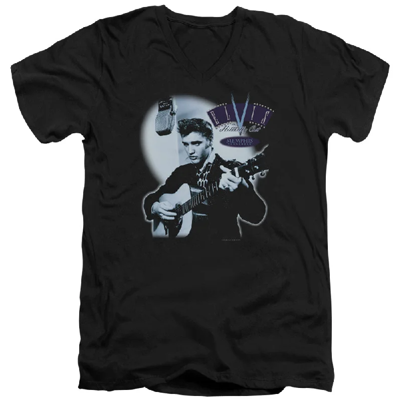 Factory Direct Sale Elvis Presley Slim Fit V-Neck T-Shirt Hillbilly Cat Black Tee