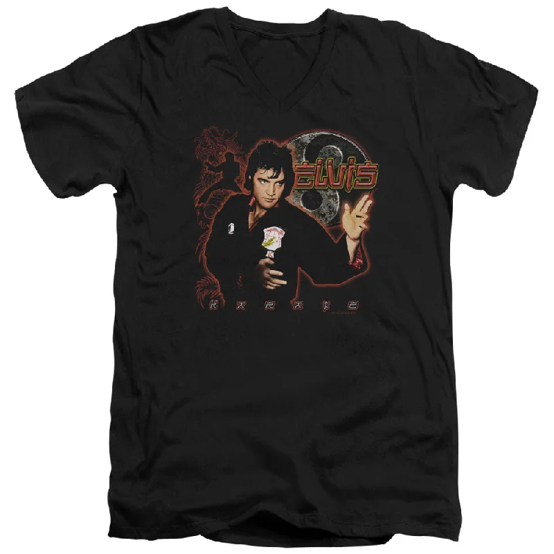 Price Drop Alert Elvis Presley Slim Fit V-Neck T-Shirt Karate Black