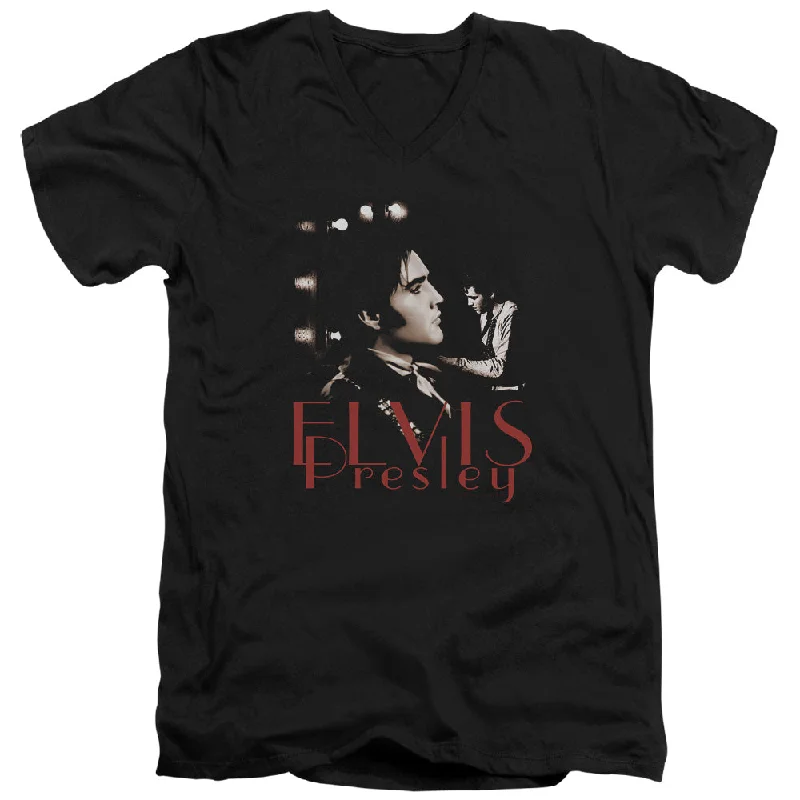 Super Sale Elvis Presley Slim Fit V-Neck T-Shirt Memories Black Tee