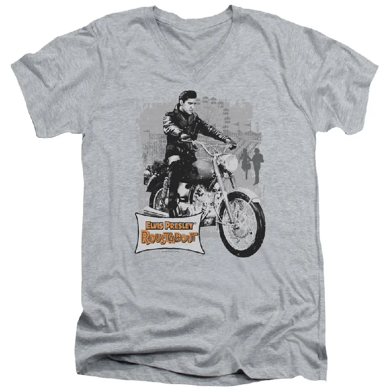 Deal Frenzy Elvis Presley Slim Fit V-Neck T-Shirt Roustabout Athletic Heather Tee