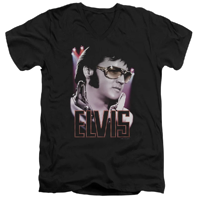 Reduced Prices Elvis Presley Slim Fit V-Neck T-Shirt Sideburns Black Tee