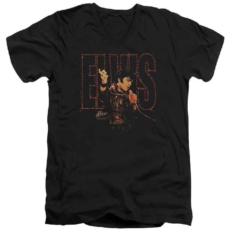 Savings Bonanza Elvis Presley Slim Fit V-Neck T-Shirt Take My Hand Black Tee