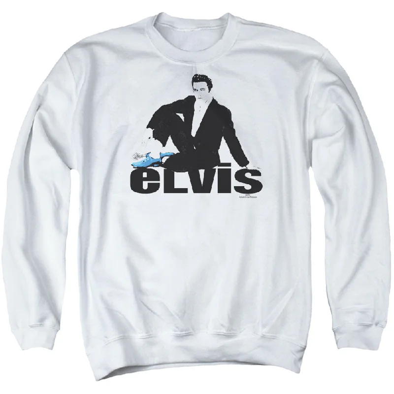 Exclusive Online Offer Elvis Presley Sweatshirt Blue Suede Shoes White Pullover