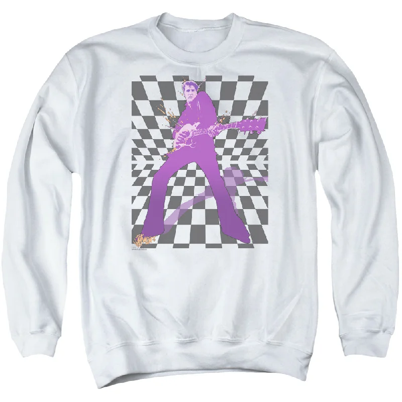 One-DAY Sale Elvis Presley Sweatshirt Checkered Portrait White Pullover
