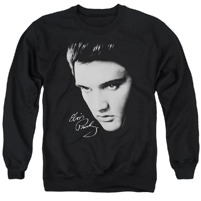 Closeout Elvis Presley Sweatshirt Close Up Black Pullover