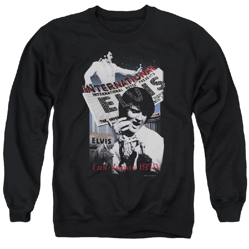 New Deals Elvis Presley Sweatshirt International Hotel Black Pullover