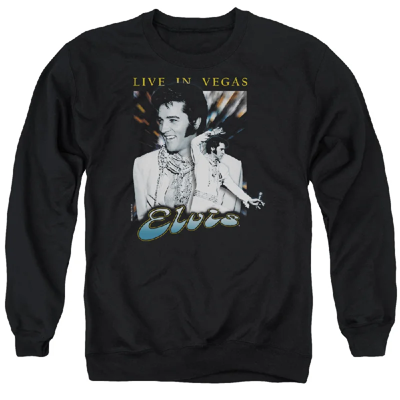 Savings Alert Elvis Presley Sweatshirt Live in Vegas Black Pullover