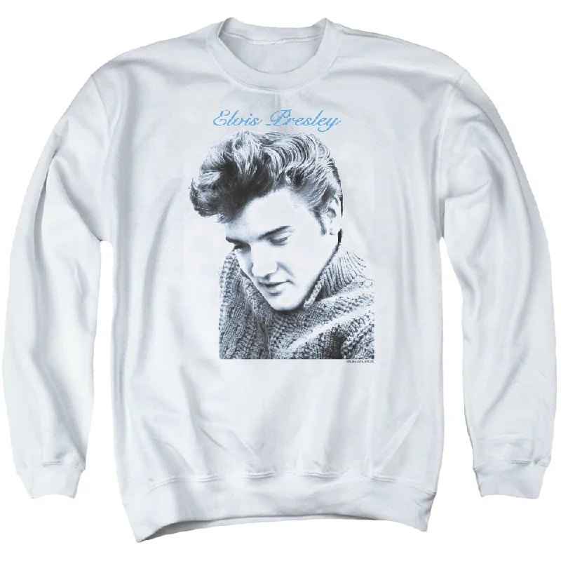 Clearance Items Elvis Presley Sweatshirt Looking Down White Pullover