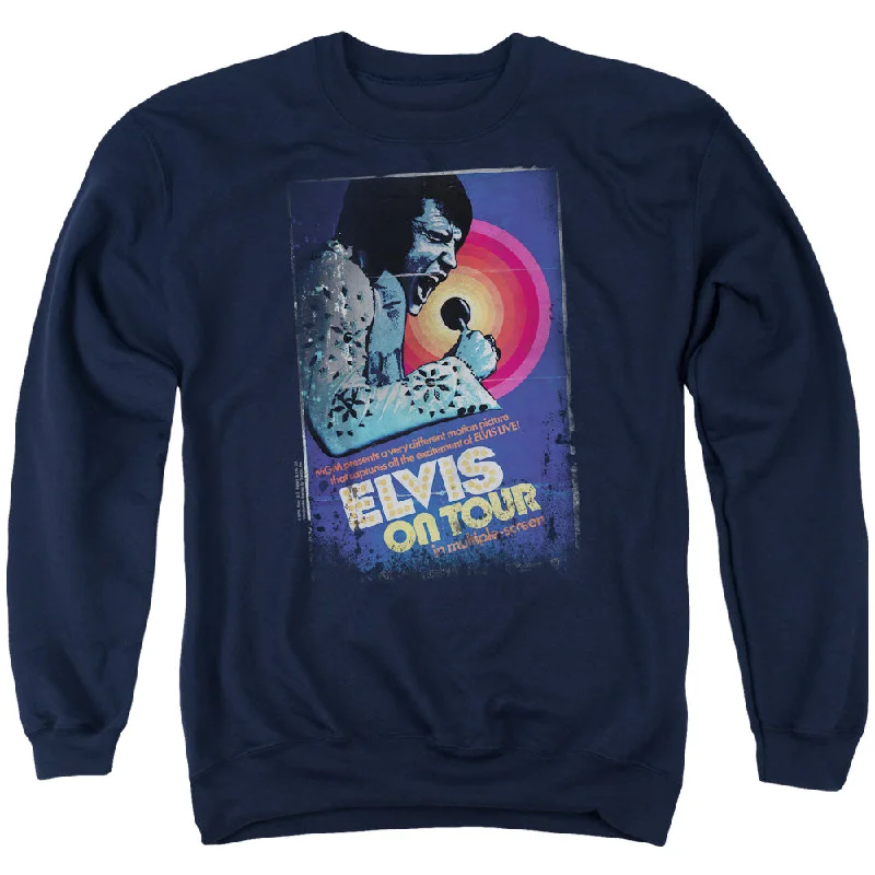 Discount Days Elvis Presley Sweatshirt On Tour Poster Navy Pullover