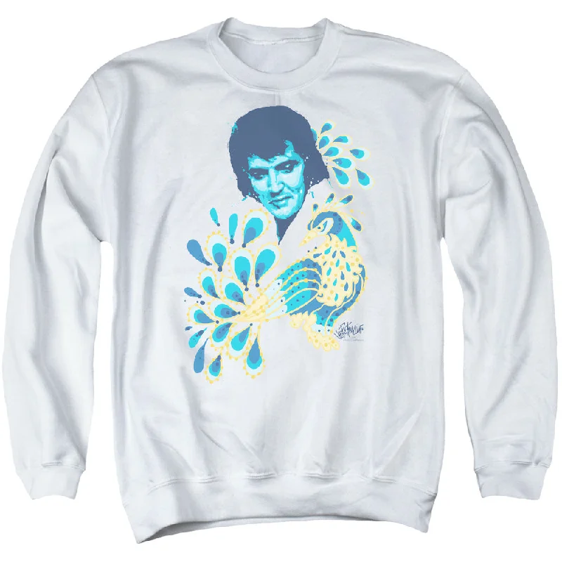 Super Sale Elvis Presley Sweatshirt Peacock Suit White Pullover