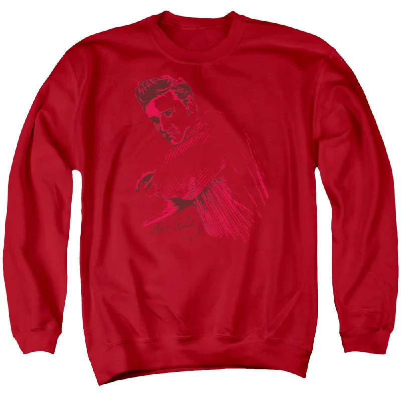 Online Specials Elvis Presley Sweatshirt Side Portrait Red Pullover