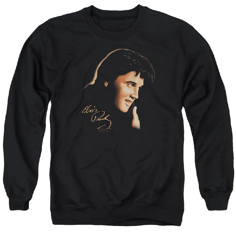Special Discount Elvis Presley Sweatshirt Side Profile Portrait Black Pullover