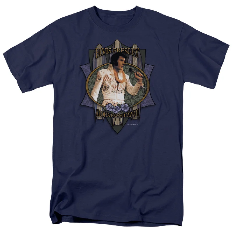 One-DAY Sale Elvis Presley T-Shirt Aloha From Hawaii Navy Tee