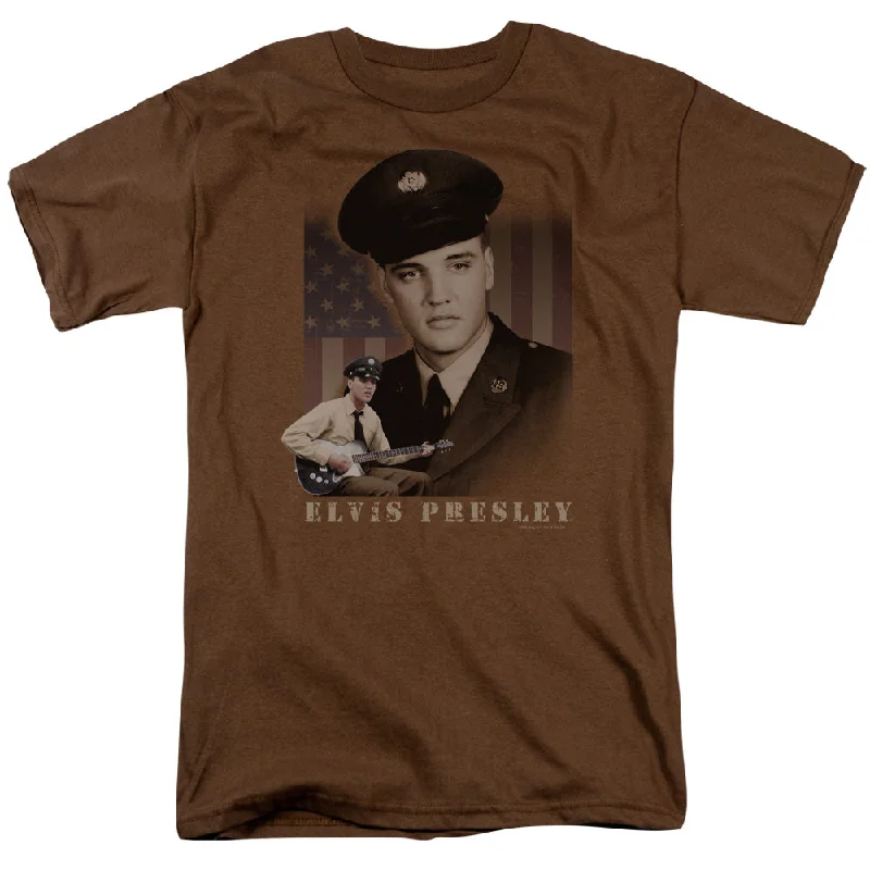 Super Deal Elvis Presley T-Shirt American Flag Coffee Tee
