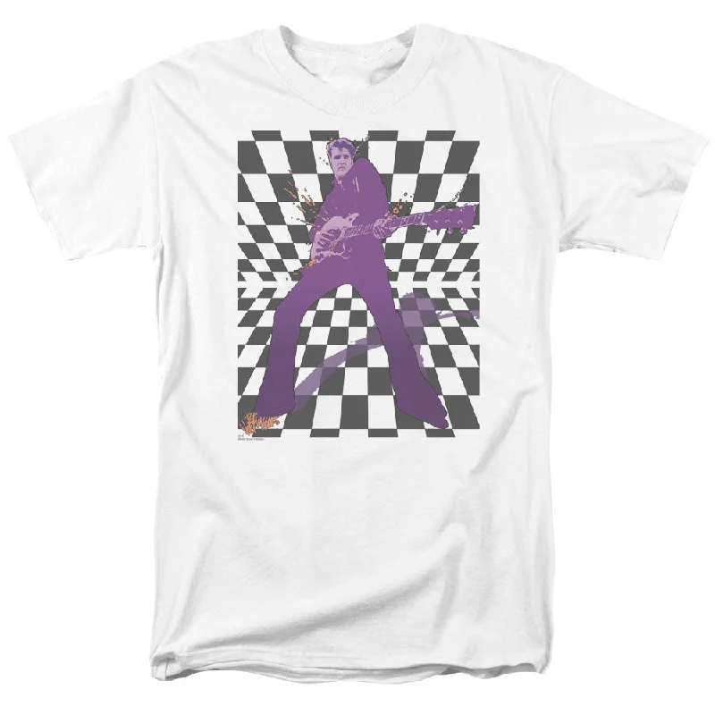 Buy Now Elvis Presley T-Shirt Checkered Portrait White Tee