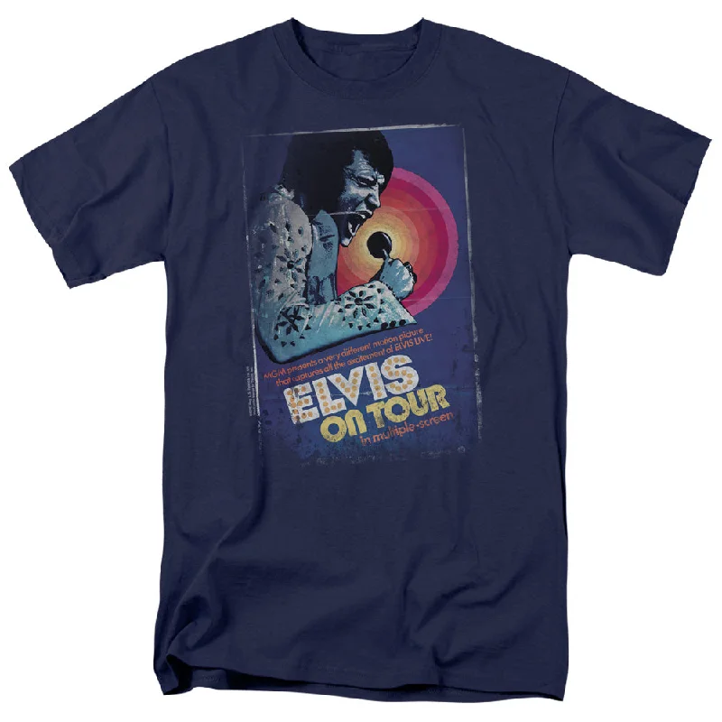 Deal Dash Elvis Presley T-Shirt On Tour Poster Navy Tee