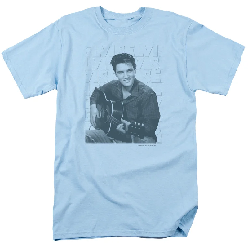 Time-Limited Offer Elvis Presley T-Shirt Posing with Guitar Light Blue Tee