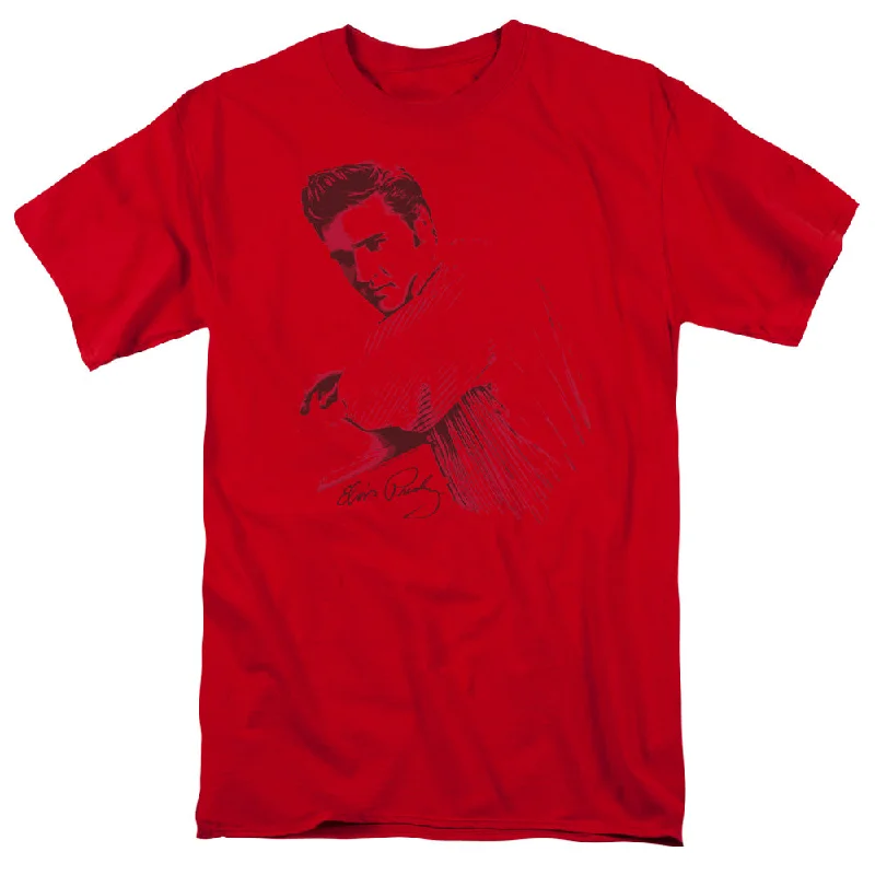 Bonus Savings Elvis Presley T-Shirt Side Portrait Red Tee