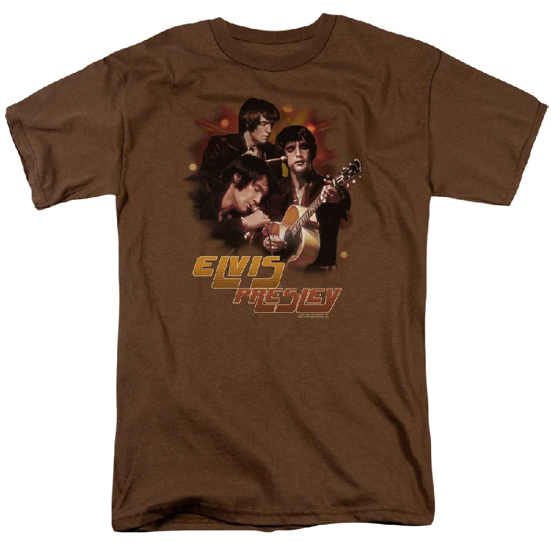 Crazy Deals Elvis Presley T-Shirt Three Poses Coffee Tee
