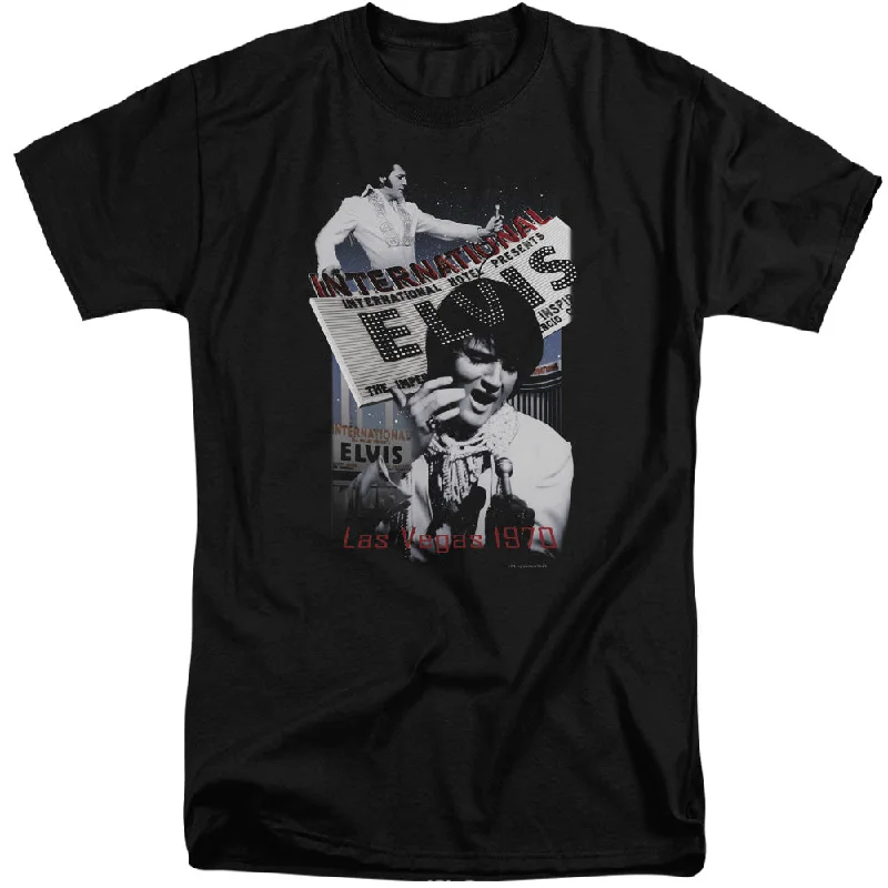Shop and Save Elvis Presley Tall T-Shirt International Hotel Black Tee
