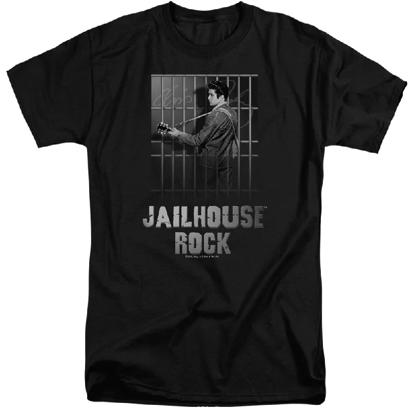 Super Sale Elvis Presley Tall T-Shirt Jailhouse Rock Black Tee