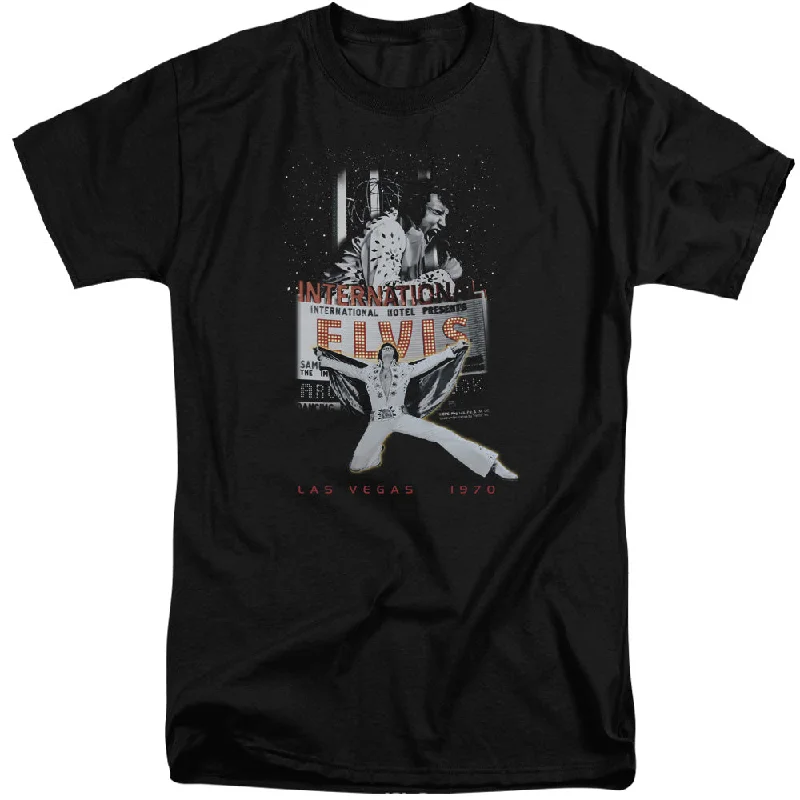 Act Fast Elvis Presley Tall T-Shirt Las Vegas 1970 Black Tee