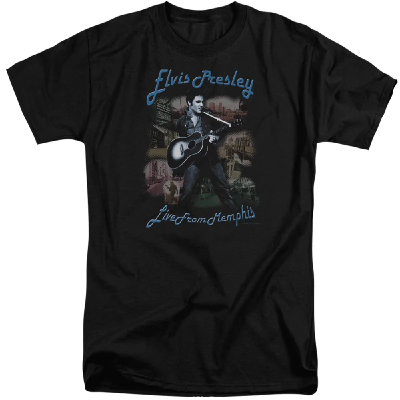 Bargain Prices Elvis Presley Tall T-Shirt Live from Memphis Black Tee
