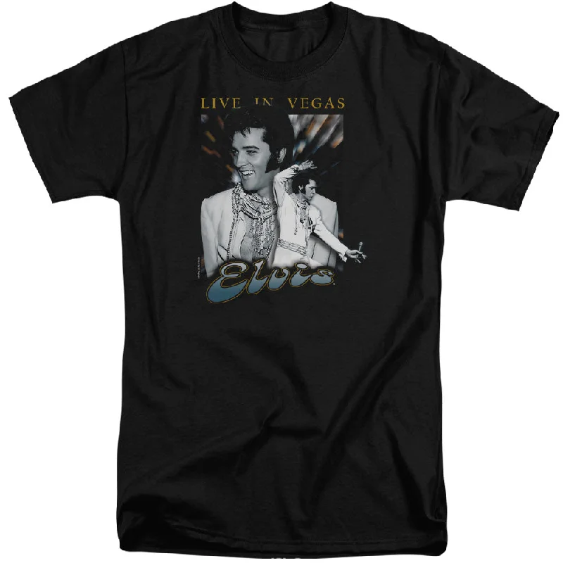 Deal Dash Elvis Presley Tall T-Shirt Live in Vegas Black Tee