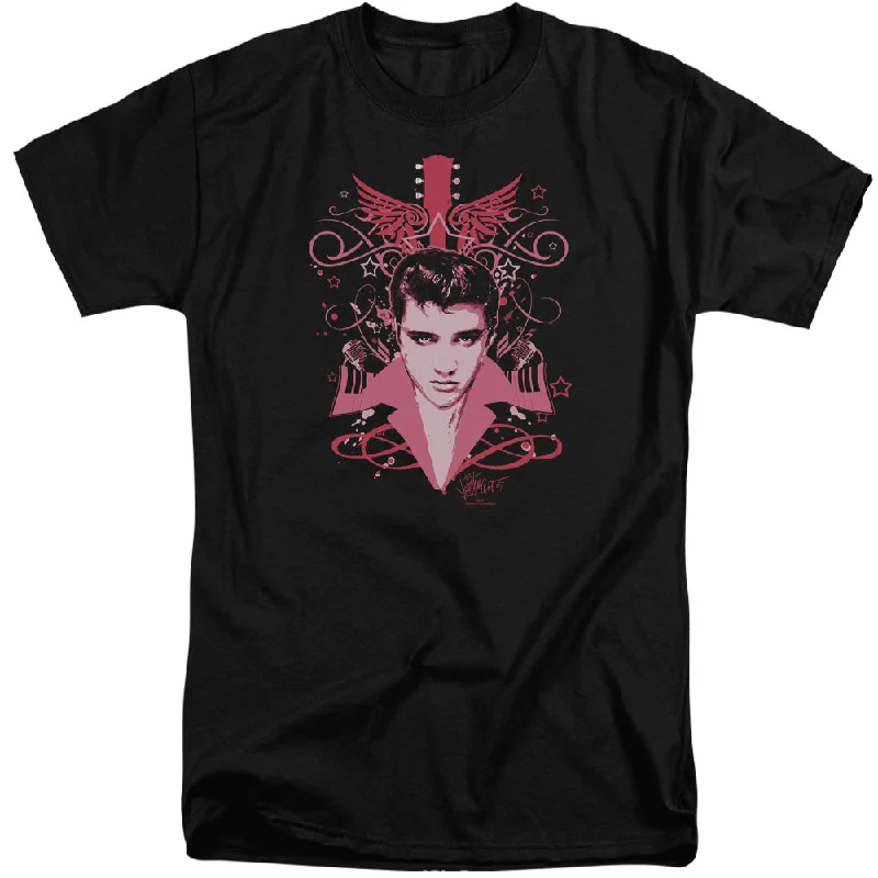 New Deals Elvis Presley Tall T-Shirt Memory Wings Black Tee