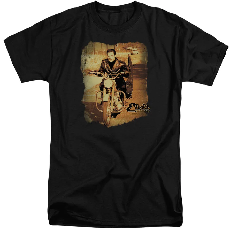 Price Reduction Elvis Presley Tall T-Shirt On The Road Black Tee