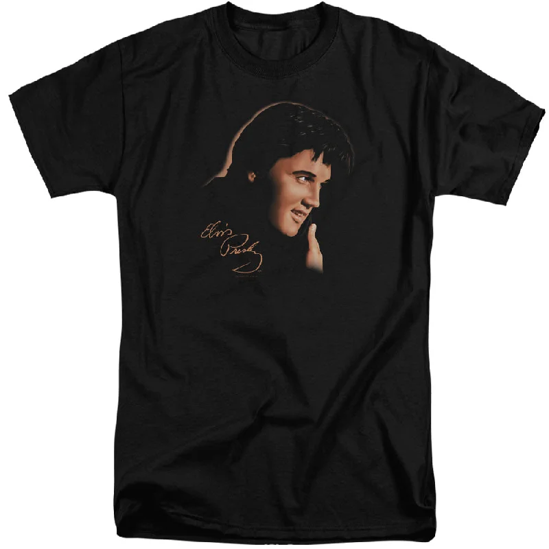 Weekend Deal Elvis Presley Tall T-Shirt Side Profile Portrait Black Tee