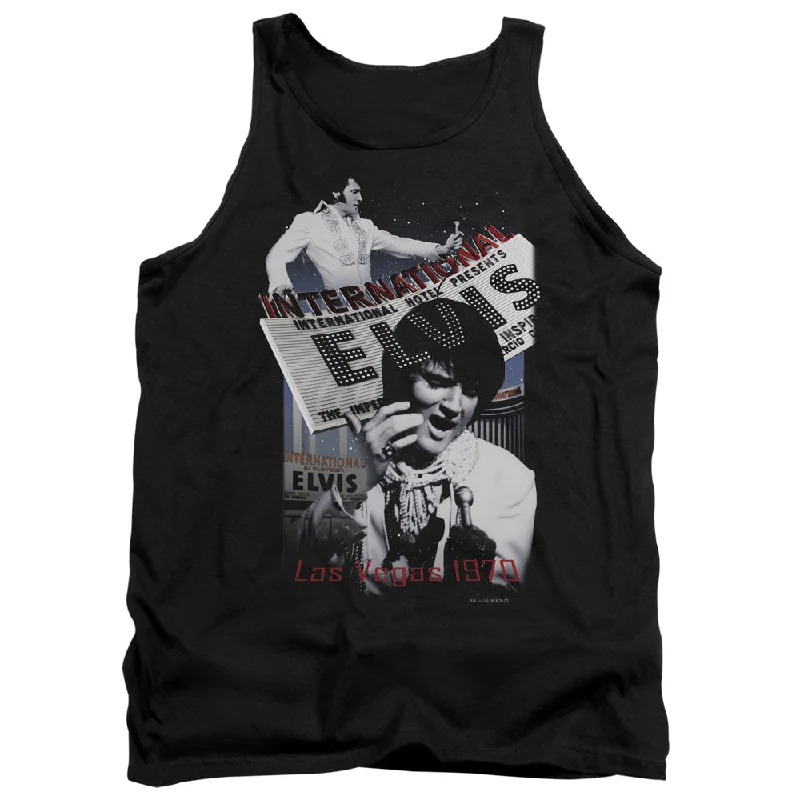 Instant Savings Elvis Presley Tanktop International Hotel Black Tank