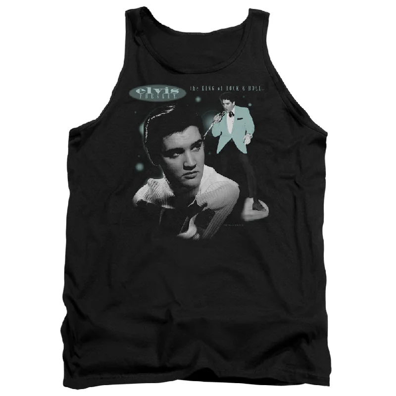 Discount Mania Elvis Presley Tanktop King of Rock and Roll Black Tank