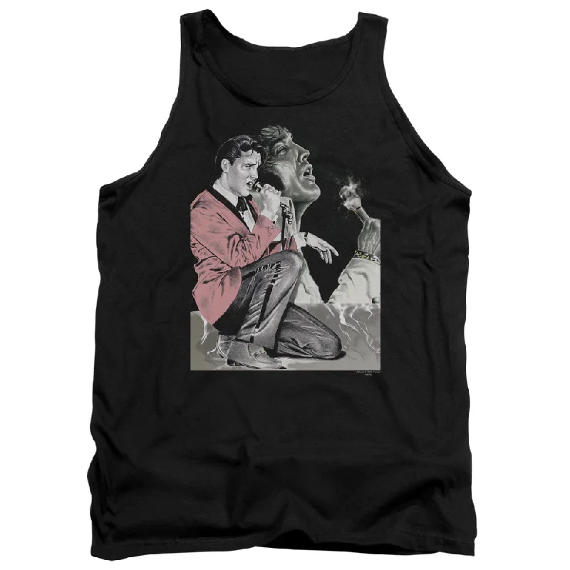 Special Price Elvis Presley Tanktop Mic Smoking Black Tank