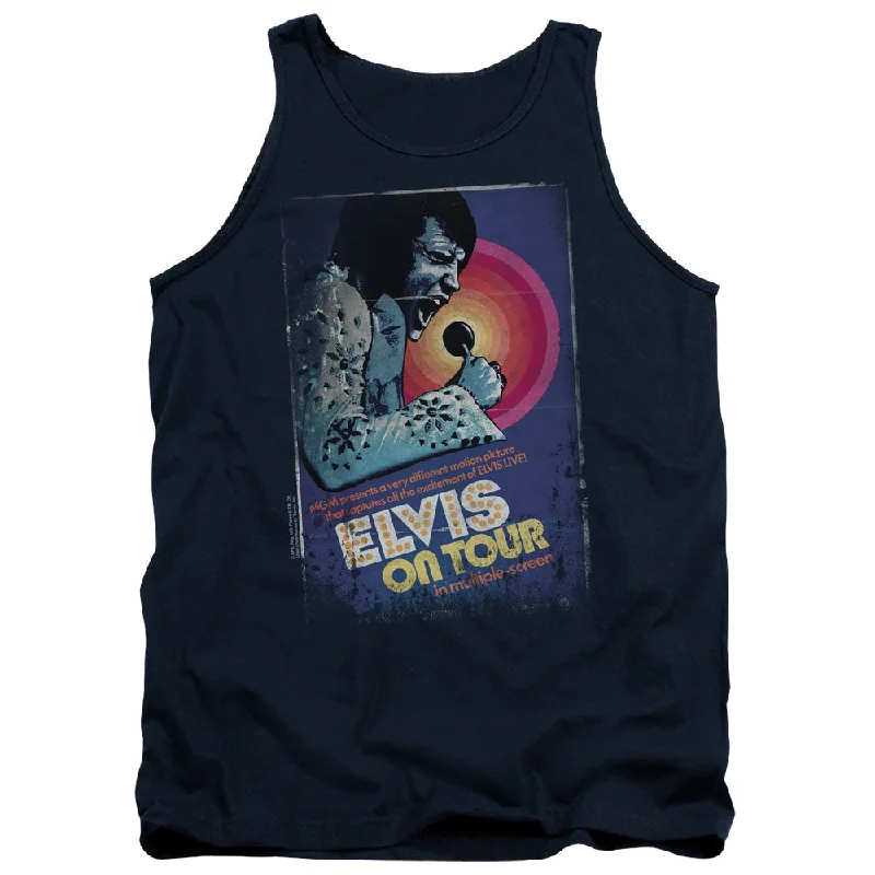 Best Bargains Elvis Presley Tanktop On Tour Poster Navy Tank