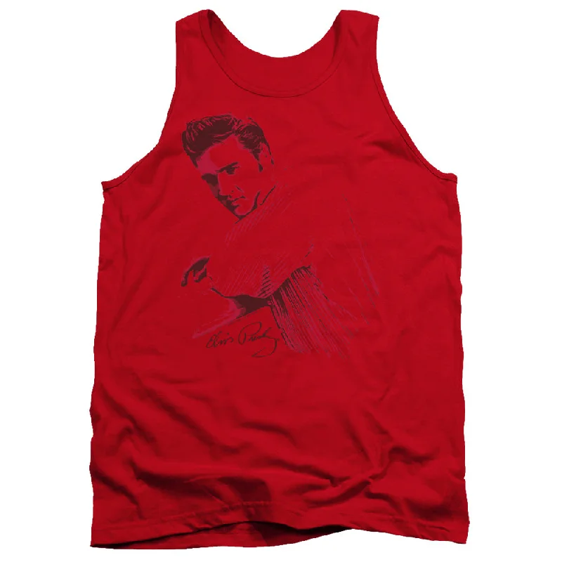Final Clearance Elvis Presley Tanktop Side Portrait Red Tank