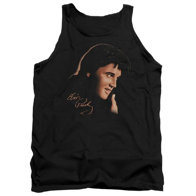 Today's Special Elvis Presley Tanktop Side Profile Portrait Black Tank