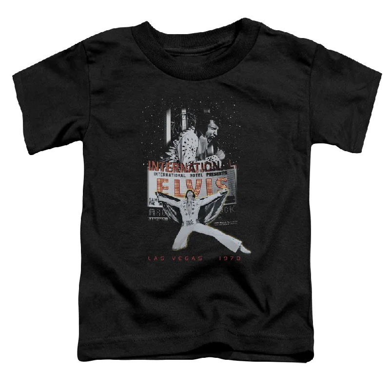 Bargain Blast Elvis Presley Toddler T-Shirt Las Vegas 1970 Black Tee
