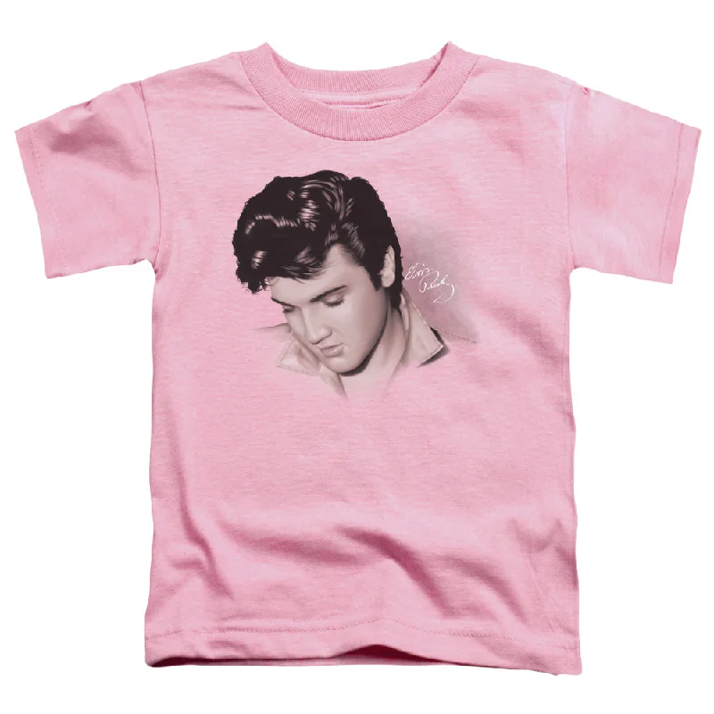 Discount Mania Elvis Presley Toddler T-Shirt Looking Down Pink Tee